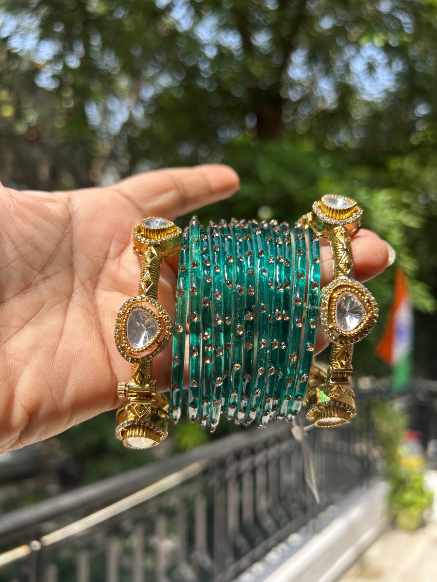 Mohini Polki Uncut Kundan Bangles (Pair of 2) – view 4