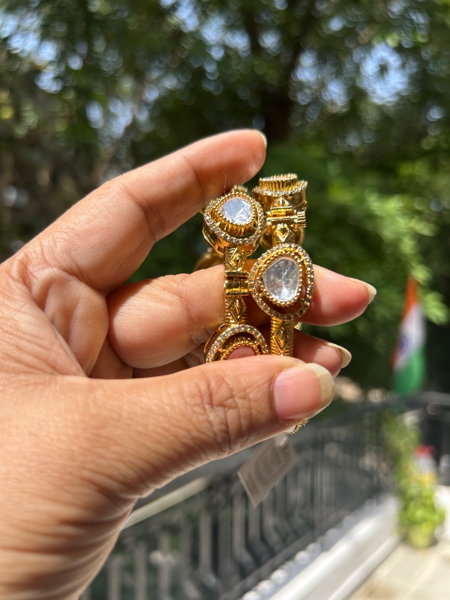 Mohini Polki Uncut Kundan Bangles (Pair of 2) – view 5