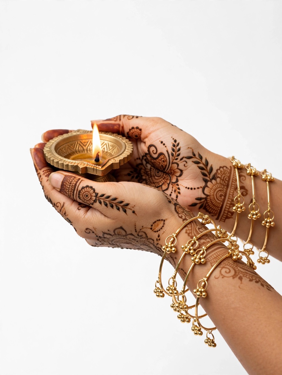 Gold Plated Looped Ghungroo Bangles - Set of 8/ Thin Charm Bangle Set