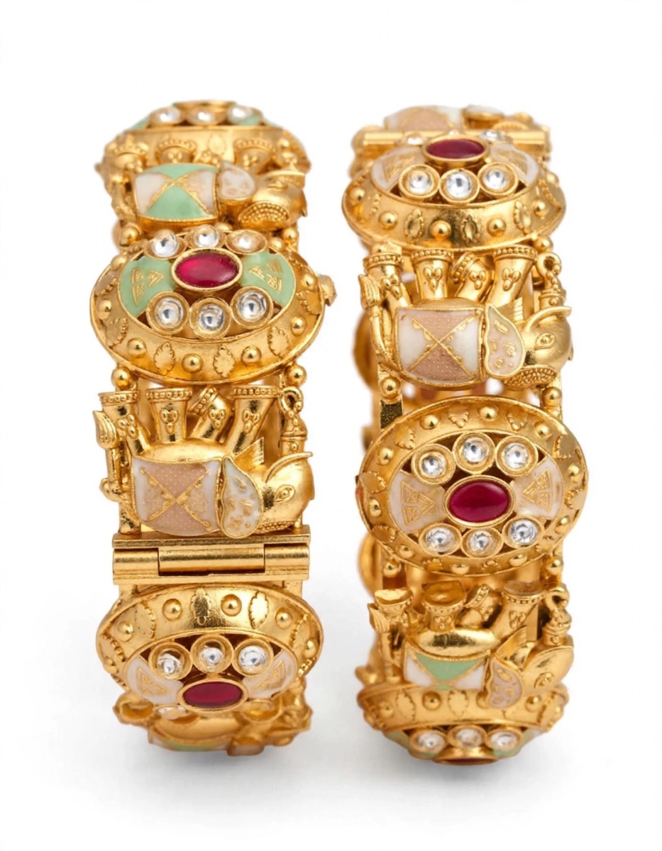 Royal Rajwadi Elephant Kada - Bridal Meenakari Bangles