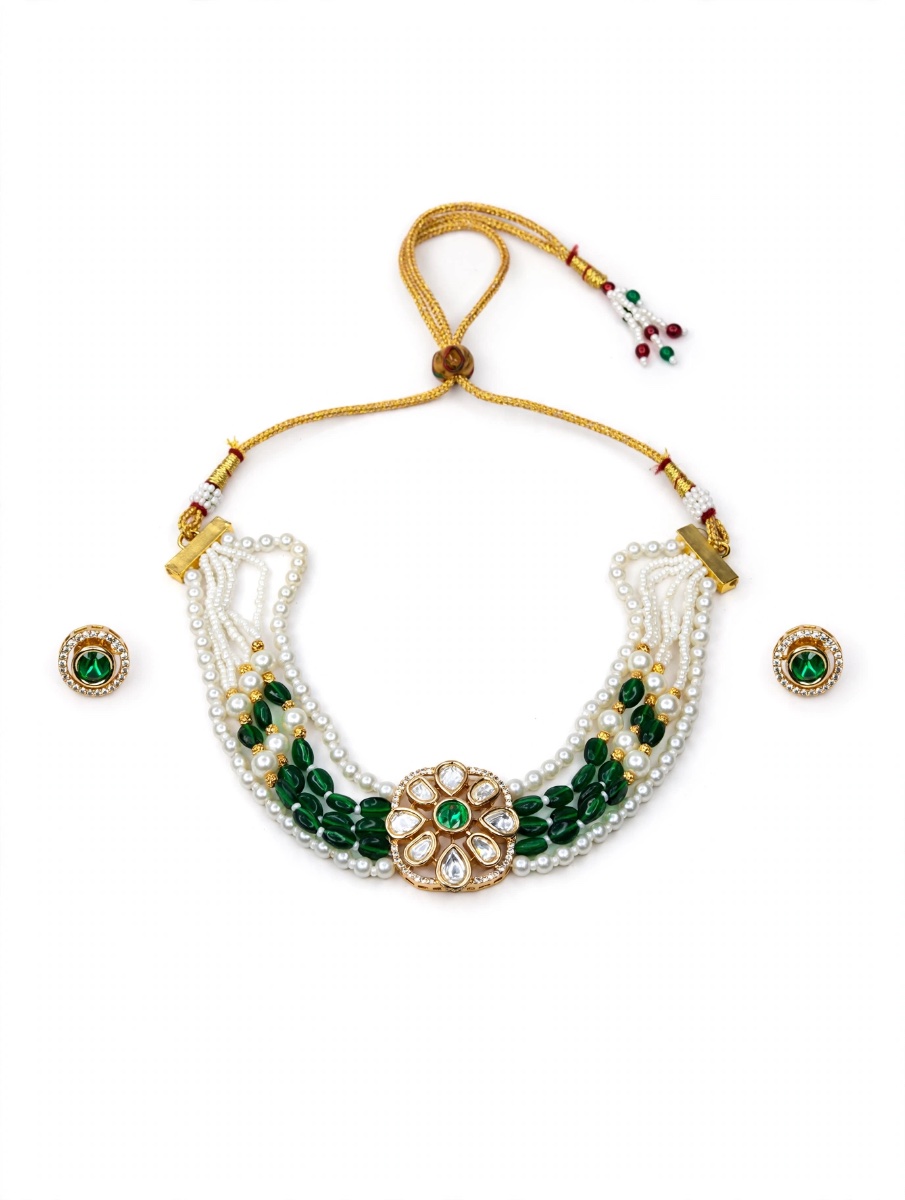 Green Pearl Kundan Choker Set