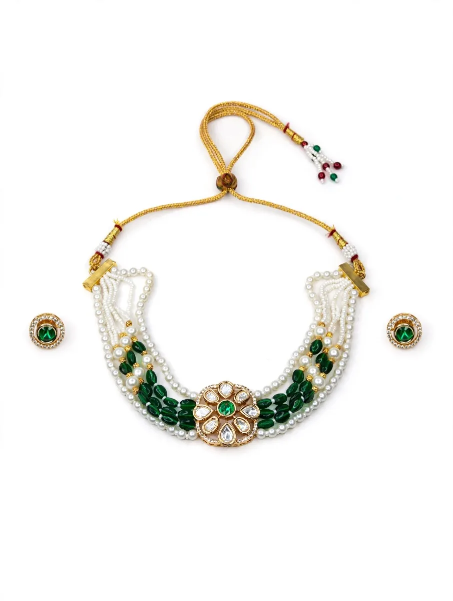 Green Pearl Kundan Choker Set