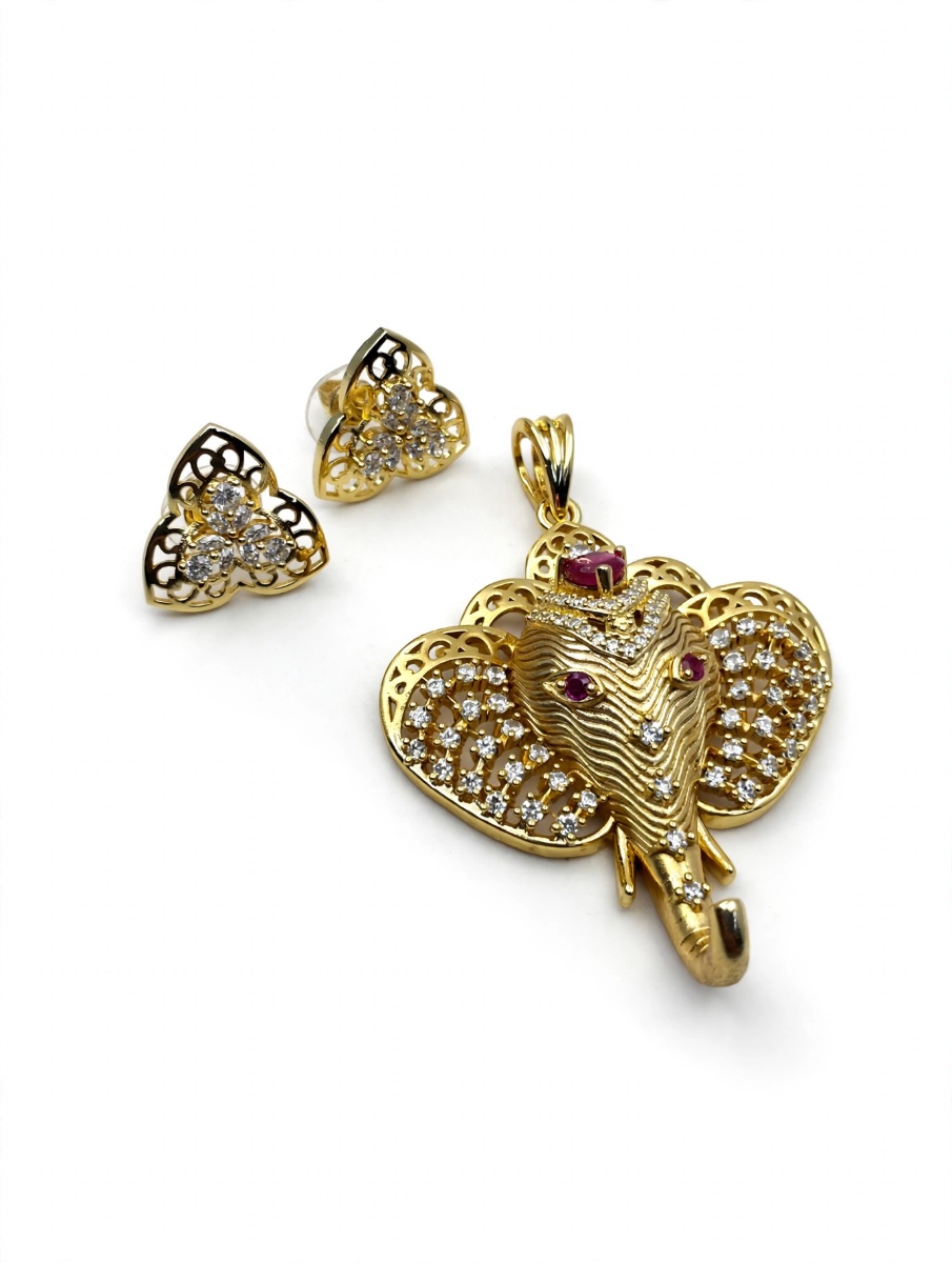 Gajanan Elephant AD Pendant Set