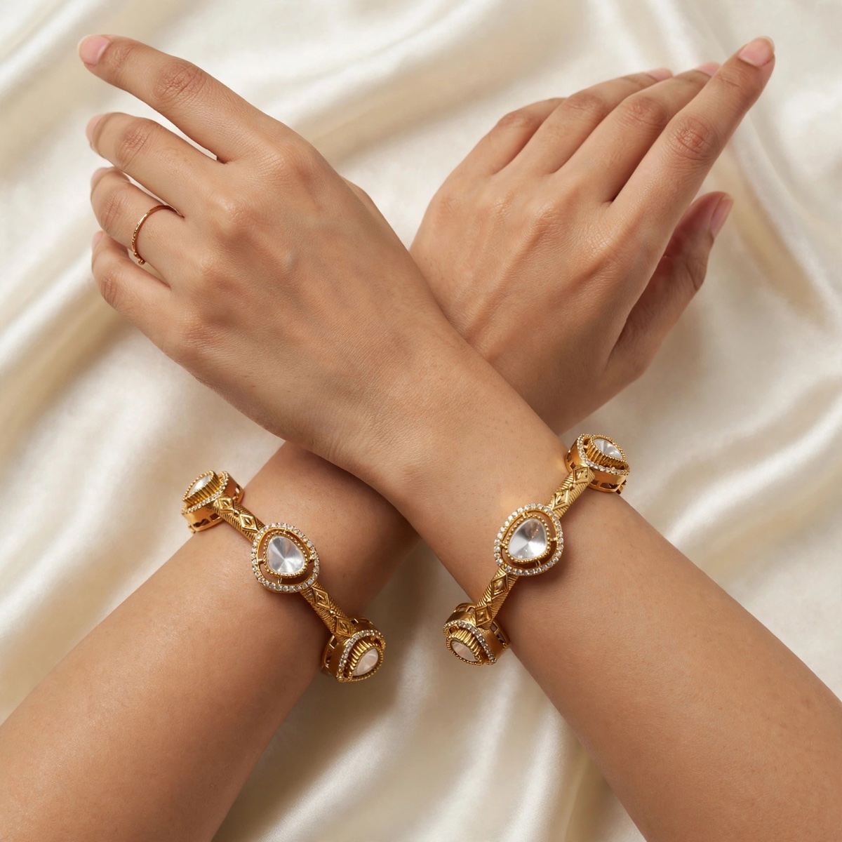 Mohini Polki Uncut Kundan Bangles (Pair of 2) – view 2