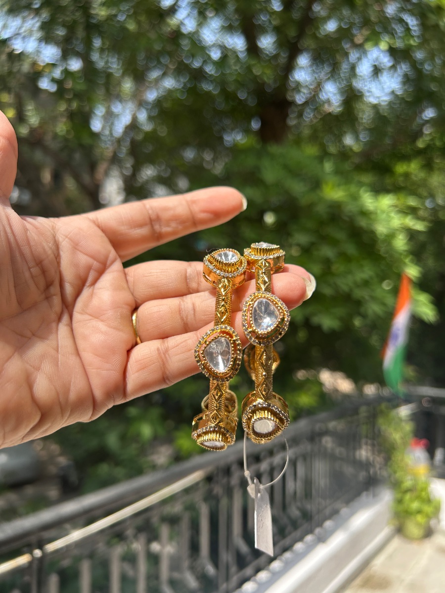 Mohini Polki Uncut Kundan Bangles (Pair of 2) – view 7
