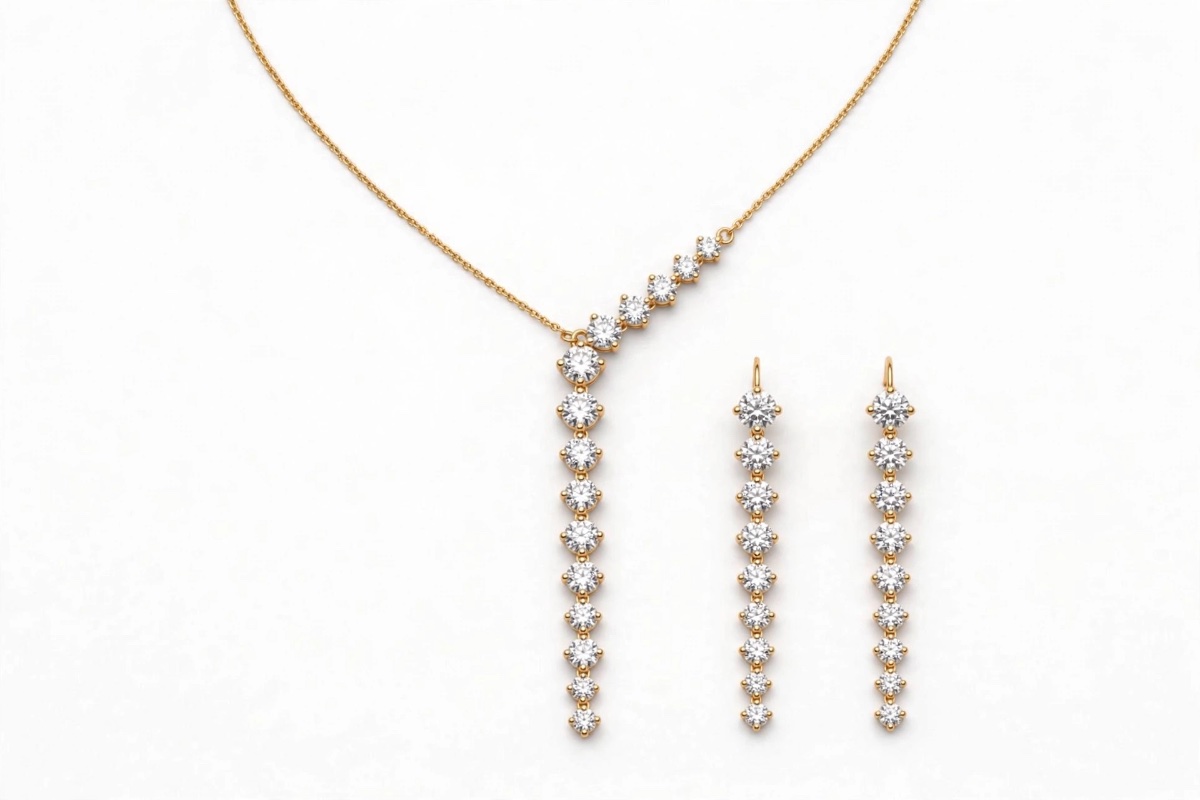 Celestial Cascade Diamond Line Necklace Set