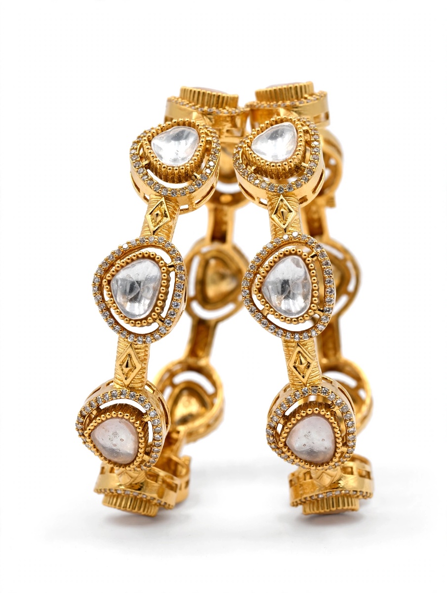 Mohini Polki Uncut Kundan Bangles (Pair of 2) – view 3
