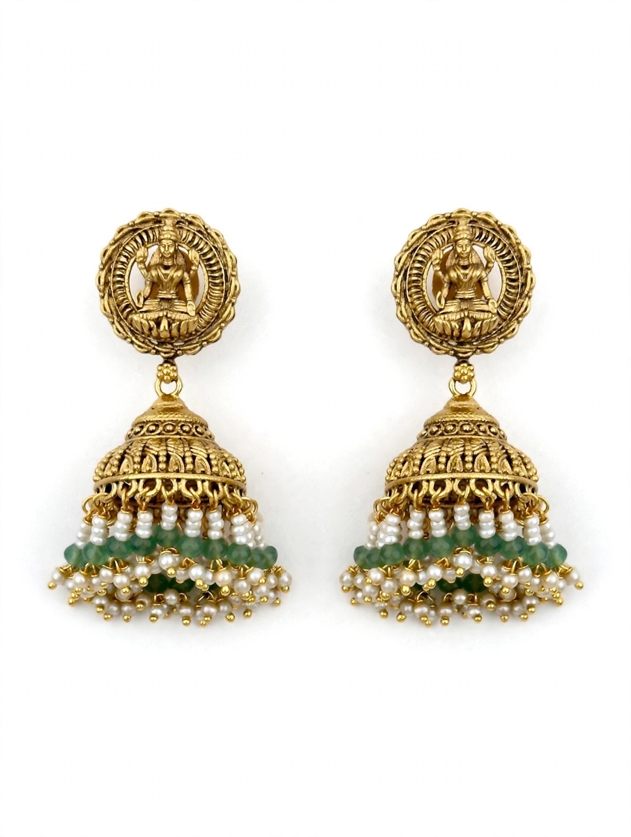 Aishwarya - Antique Temple Lakshmi Rajwadi Hasli Set with Jhumka – view 5