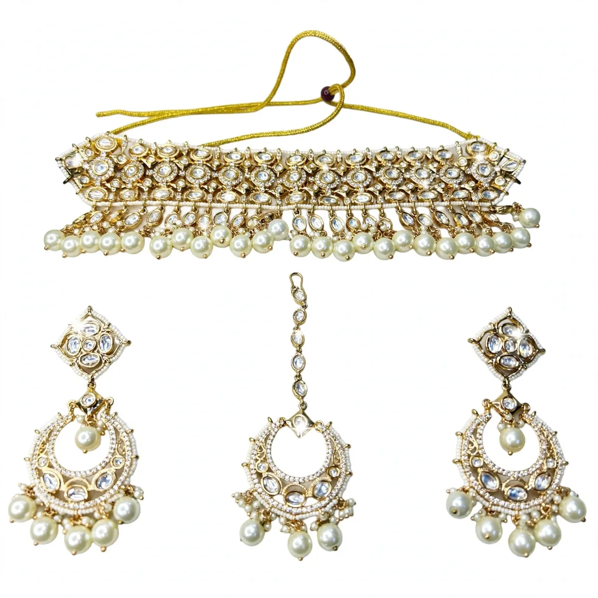 Noor - Royal Kundan Choker Set with Maang Tikka and Chandbali Earrings
