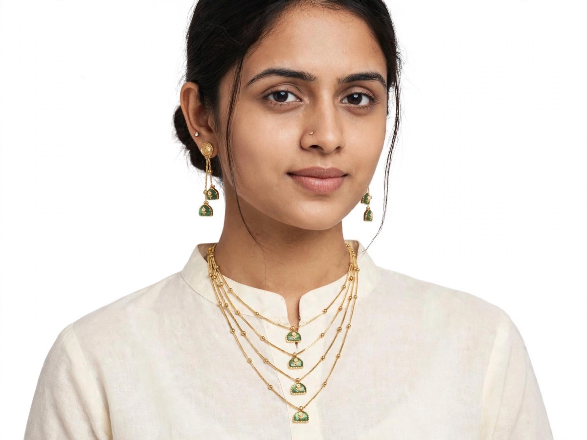 Virasat Layered Meena Necklace Set – view 3