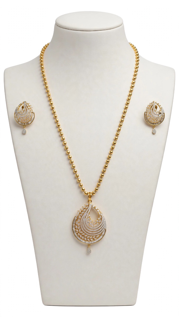 Swirling Teardrop AD Dangler Earrings