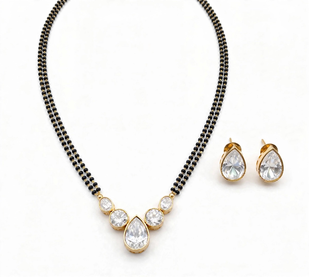Cushion-Cut Polki Mangalsutra Set